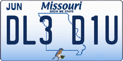 MO license plate DL3D1U