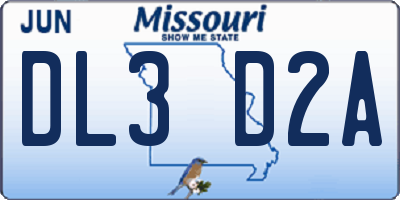 MO license plate DL3D2A