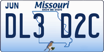 MO license plate DL3D2C
