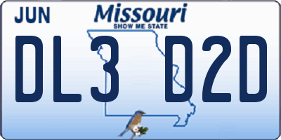 MO license plate DL3D2D