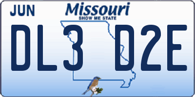 MO license plate DL3D2E