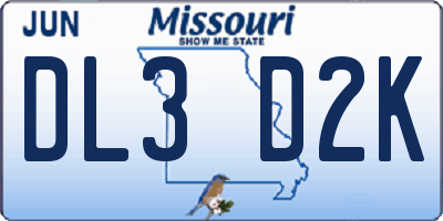 MO license plate DL3D2K