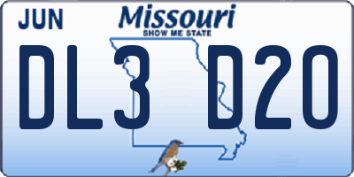 MO license plate DL3D2O
