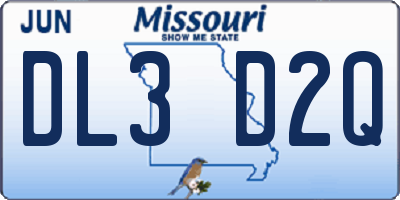 MO license plate DL3D2Q