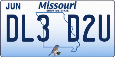 MO license plate DL3D2U