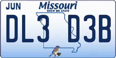 MO license plate DL3D3B