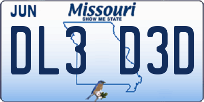 MO license plate DL3D3D