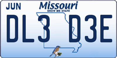 MO license plate DL3D3E