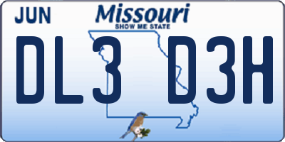 MO license plate DL3D3H