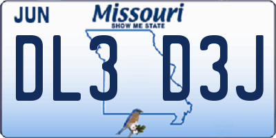 MO license plate DL3D3J