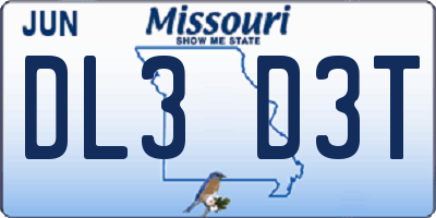 MO license plate DL3D3T