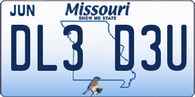 MO license plate DL3D3U