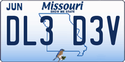 MO license plate DL3D3V