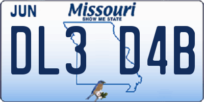 MO license plate DL3D4B