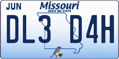MO license plate DL3D4H