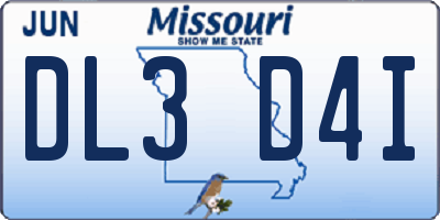 MO license plate DL3D4I