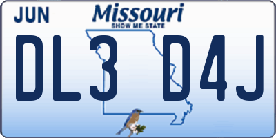 MO license plate DL3D4J