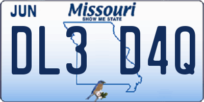 MO license plate DL3D4Q