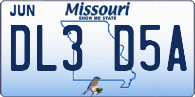 MO license plate DL3D5A