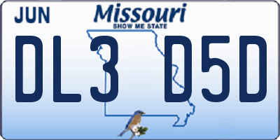 MO license plate DL3D5D