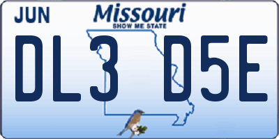 MO license plate DL3D5E