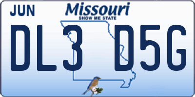 MO license plate DL3D5G