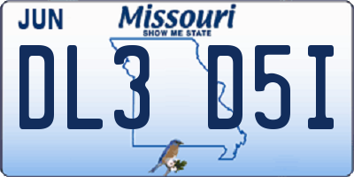 MO license plate DL3D5I