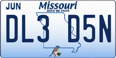MO license plate DL3D5N