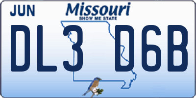 MO license plate DL3D6B