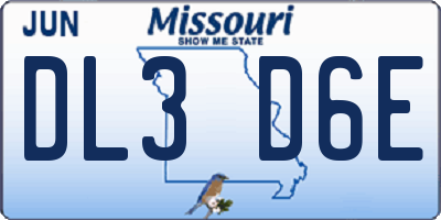 MO license plate DL3D6E