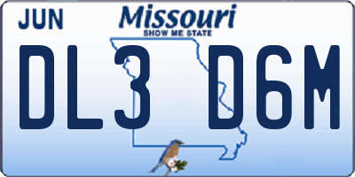 MO license plate DL3D6M