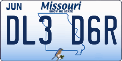MO license plate DL3D6R