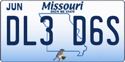 MO license plate DL3D6S