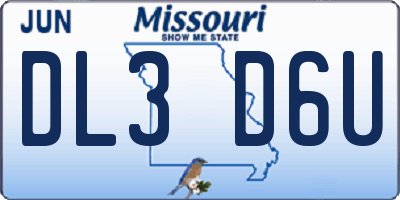 MO license plate DL3D6U