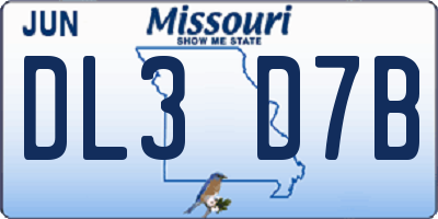MO license plate DL3D7B