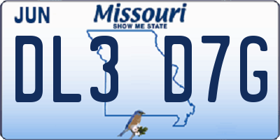 MO license plate DL3D7G