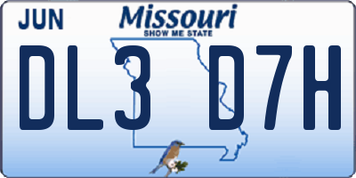 MO license plate DL3D7H
