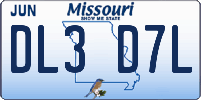 MO license plate DL3D7L
