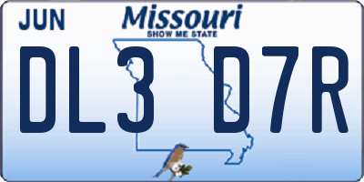 MO license plate DL3D7R
