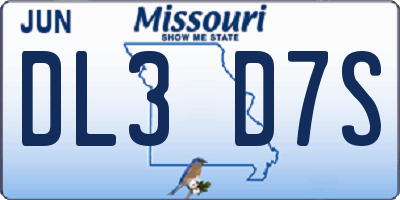 MO license plate DL3D7S