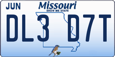 MO license plate DL3D7T