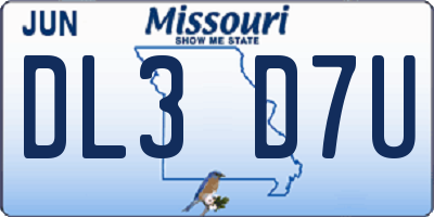 MO license plate DL3D7U