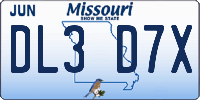 MO license plate DL3D7X