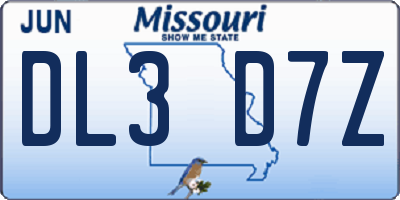 MO license plate DL3D7Z