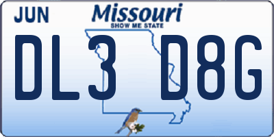 MO license plate DL3D8G
