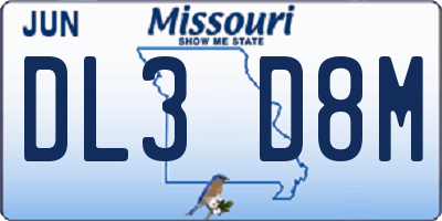MO license plate DL3D8M