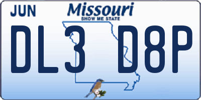 MO license plate DL3D8P