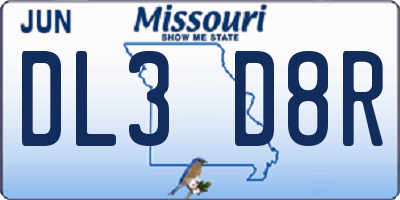 MO license plate DL3D8R