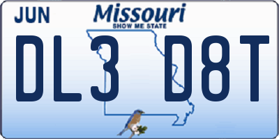 MO license plate DL3D8T