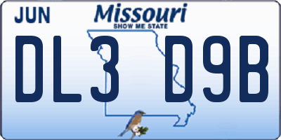 MO license plate DL3D9B